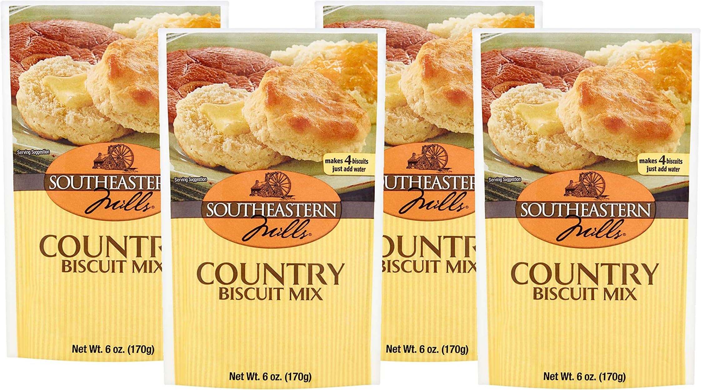 Southeastern Mills Gravy Mix, Country Biscuit Mix, Makes 4 Biscuits Per Packet, Made from Scratch Quality, Just Add Water, 6-Ounce Packets (Pack of 4)