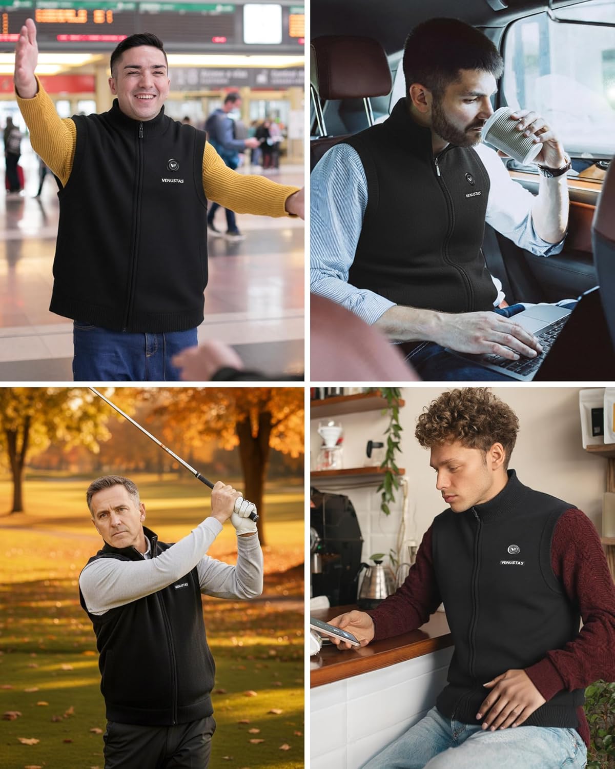 Venustas Men’s Heated Sweater Vest with Battery, 11-Hours Warmth, Soft Knit Heated Vest for Outdoor - Image 5
