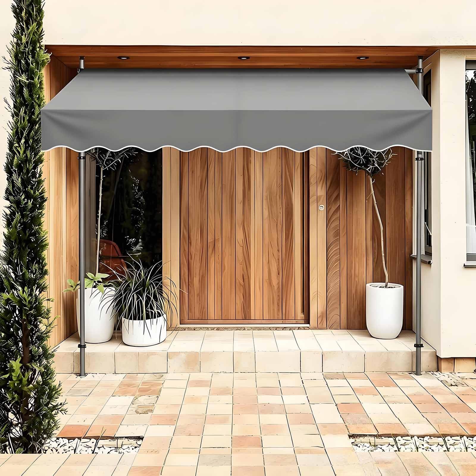 Store Banne Manuel 250/300cm, Auvent Rétractable avec Manivelle, Store Banne de Jardin, sans Perçage, Hauteur et Inclinaison Réglable(Gray,60 x 47 inches)