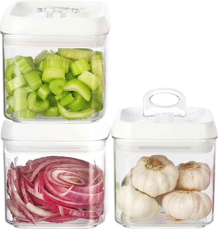 Flip Tite Food Storage Container 5" LARGE Size Airtight Lid Lock Top, Stackable Kitchen Canister for Space Saving, Pantry Fridge Cupboard Organizer, Spice Seasoning Pet Treats Snack (1.1 qt)