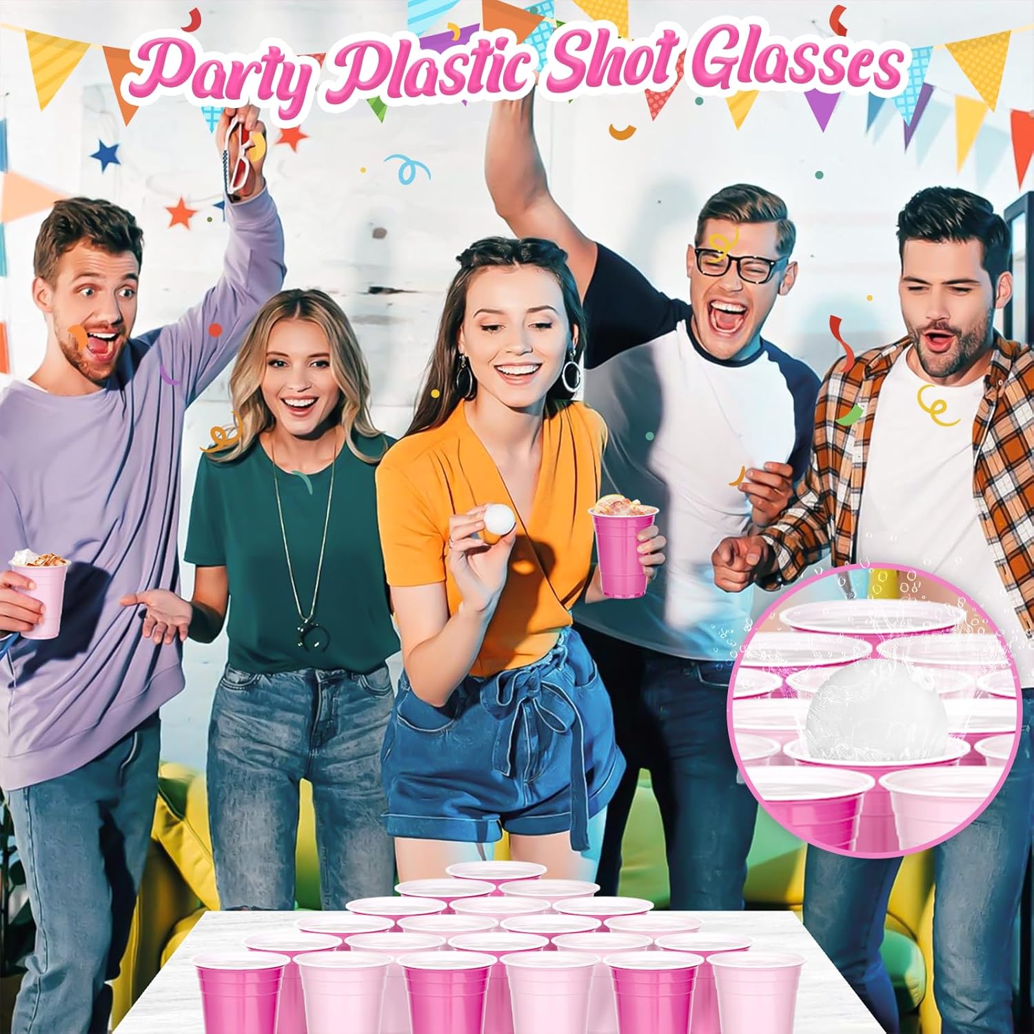 KesaPlan 100 PCS 16 OZ Plastic Cups Party Cups Pink and Hot Pink Cups Disposable Cups Bulk for Party Graduation Valentine's Galentine's Day Wedding Birthday Christmas Gatherings Festive Celebrations - Image 6