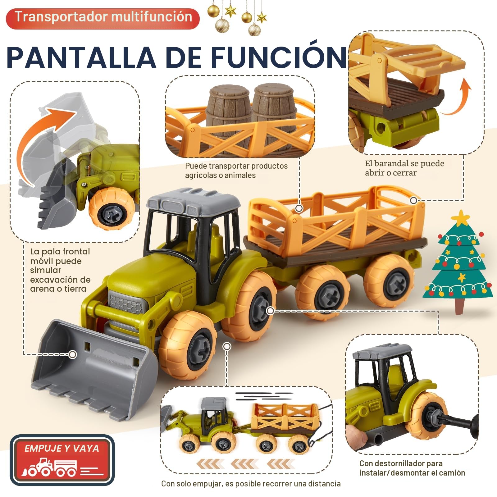 BUYGER Animales Granja de Juguete para Niños 3+ Años, Granja Desmontable con Animales Realistas, Camión y Vallas, Juguetes Educativos Montessori para Niños y Niñas de 3 4 5 6 Años