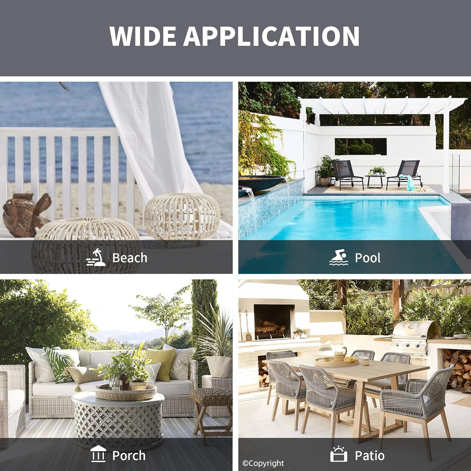 DIVA EN CAMINO DEC Outdoor Patio Curtain Waterproof Darkening Thermal Insulated Indoor Curtains for Bedroom, Porch, Living Room, Pergola, Cabana, W52 x L95, Gray, Set of 2 Panels - Image 7