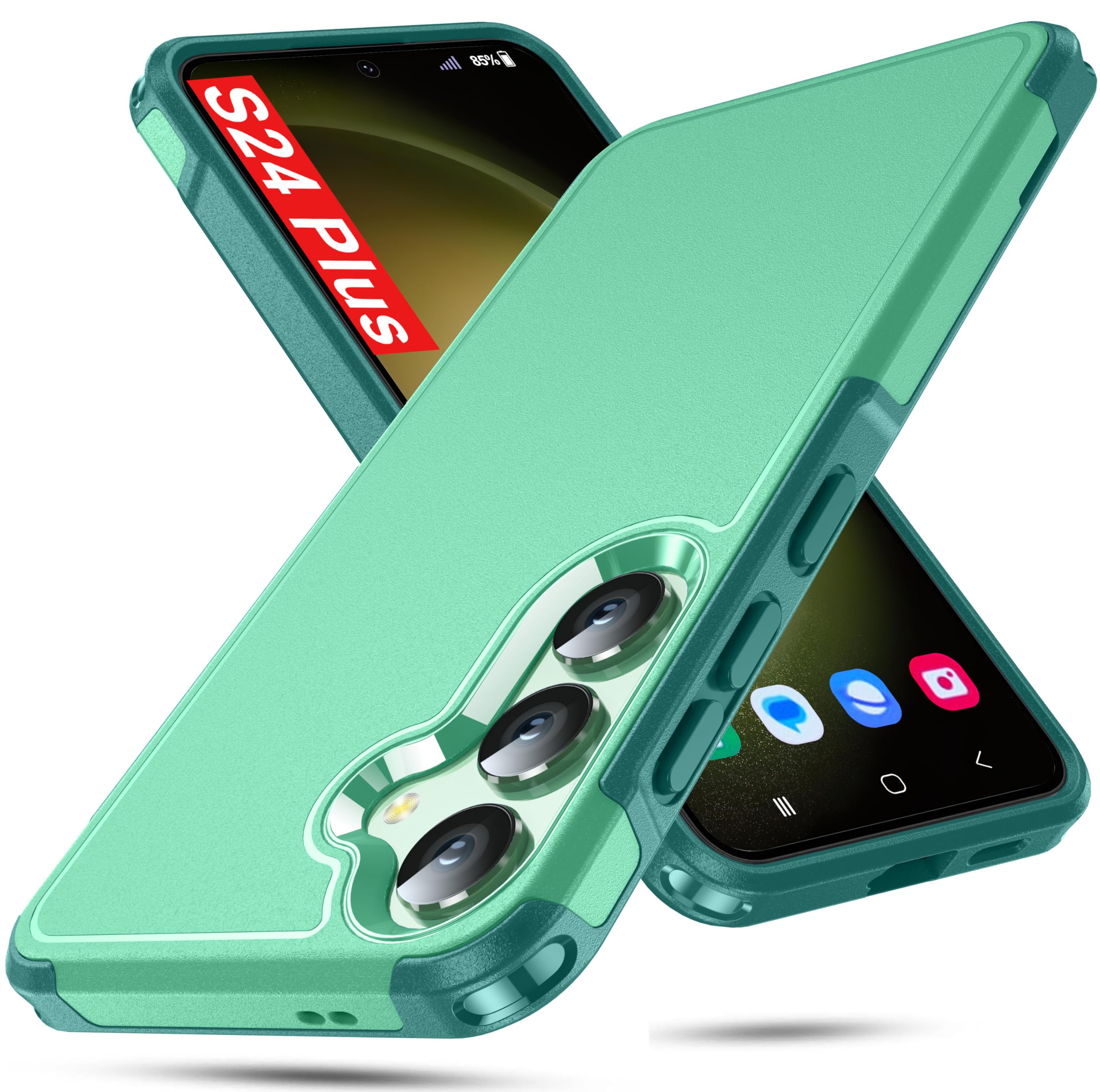 Oterkin for Samsung Galaxy S24 Plus Case, [10FT Military Grade Protection] Cover for Galaxy S24+ Plus [Shockproof][Heavy Duty Dropproof] S24 Plus Phone Case [Non-Slip Slim] (B-Light Green)