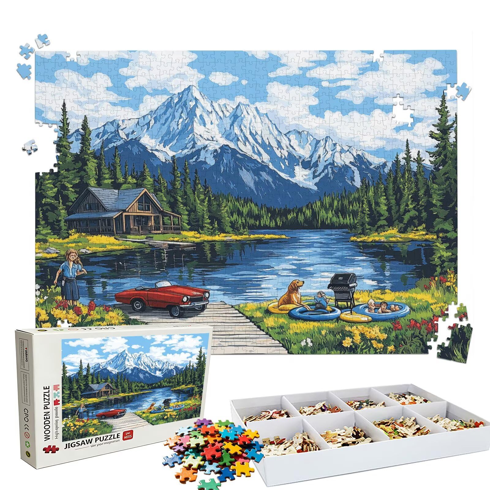 Puzzle lago paesaggio, Puzzle Adulti 3000 pezzi, Puzzles Legno con Squisita Scatola di Imballaggio, Rompicapo per Esperti con Incastro Perfetto, Stampa Alta Definizione, Regalo per Adulti W3H-904