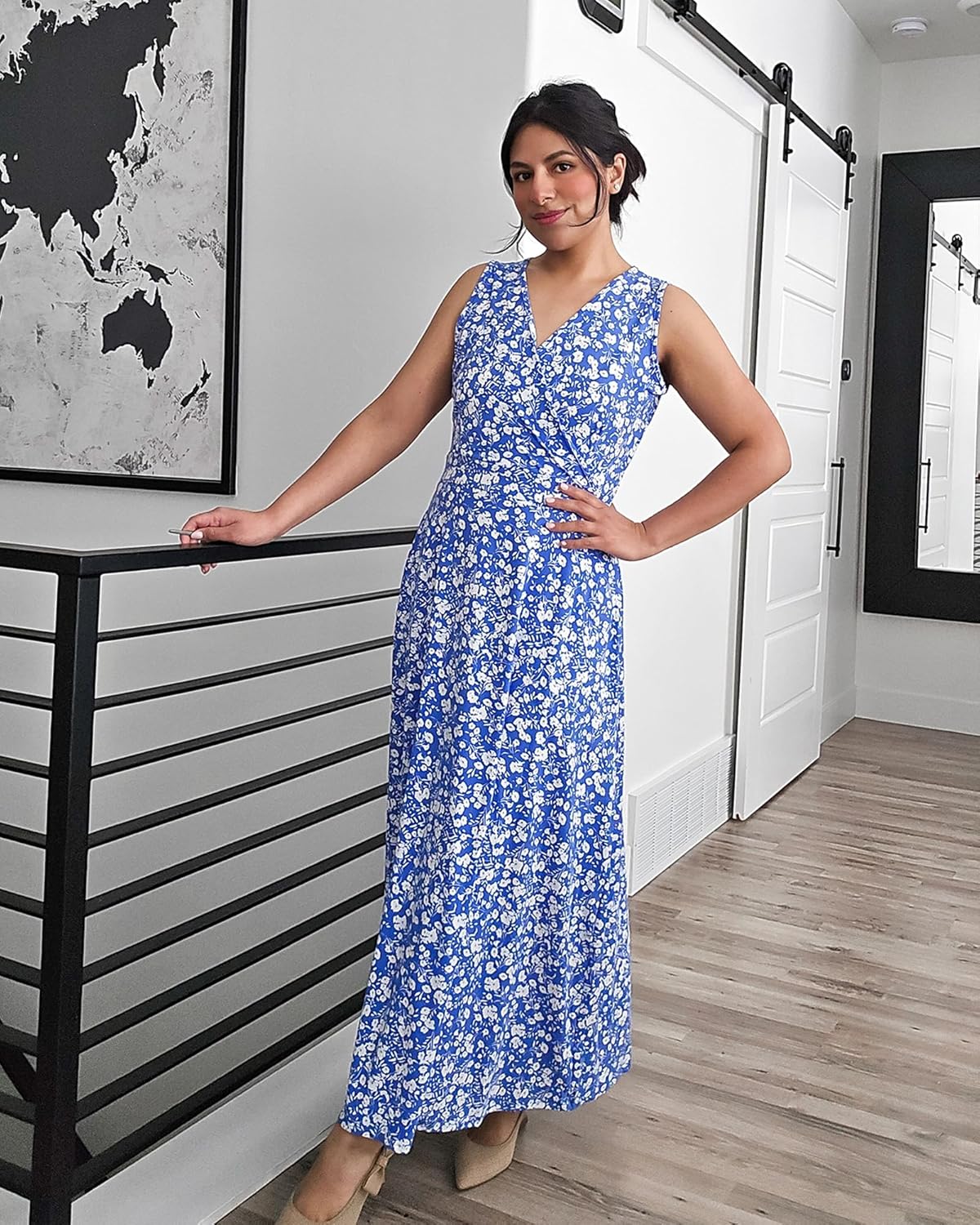 AUSELILY Women's Maxi Dress 2026 Summer Casual Sleeveless Sundress V Neck Wrap Vacation Cocktail Long Dresses with Pockets - Image 3