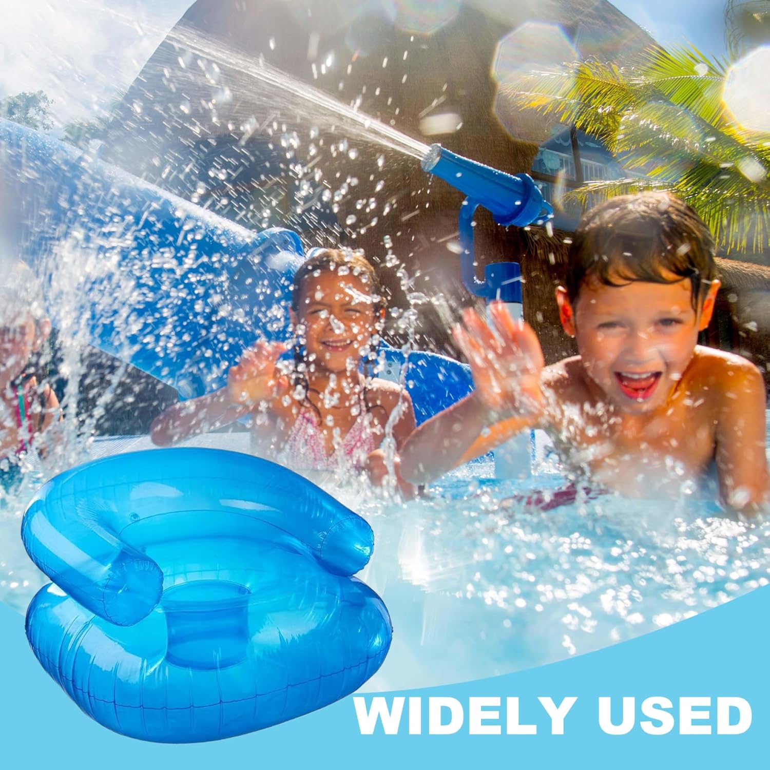 2 Pcs Blow Up Chair for Kids 27.5x27.5x17.2 in Blue Sequin Style Inflatable Sofa Chair for Boys Girls 200 Pounds Bearing Capacity Portable Inflatable Couch for Camping, Beach, Pool, Inflatable Chair