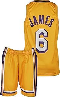 Lakers Lebron James - Camiseta infantil de baloncesto, color blanco, morado, negro, amarillo, incluye pantalones cortos para aficionados al baloncesto (4-13 años)
