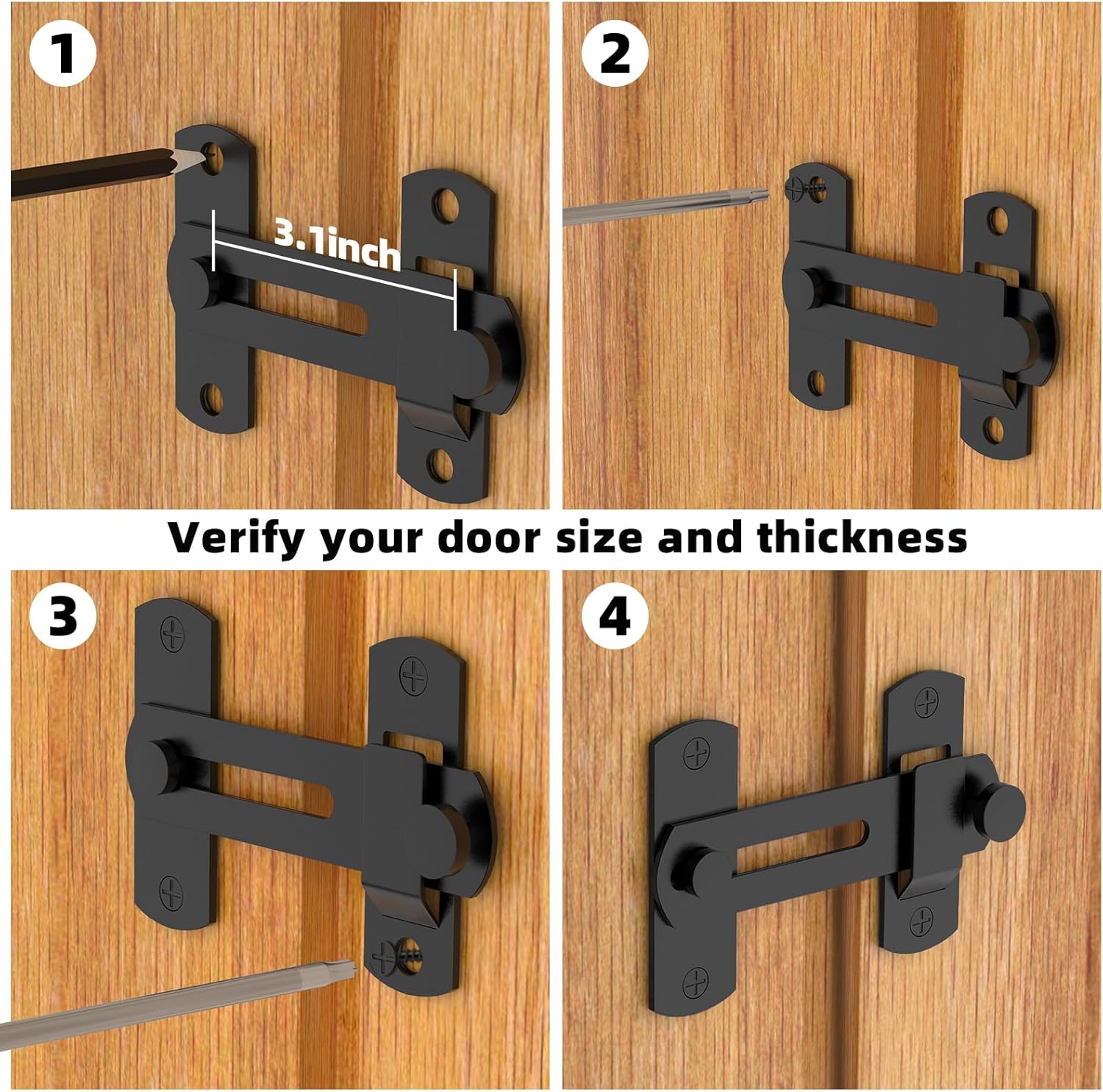 180 Degree Flip Sliding Barn Door Lock for Privacy - Safe Door Locks and Latches for Pet, Bathroom, Outdoor, Garage, Window, Sliding Door