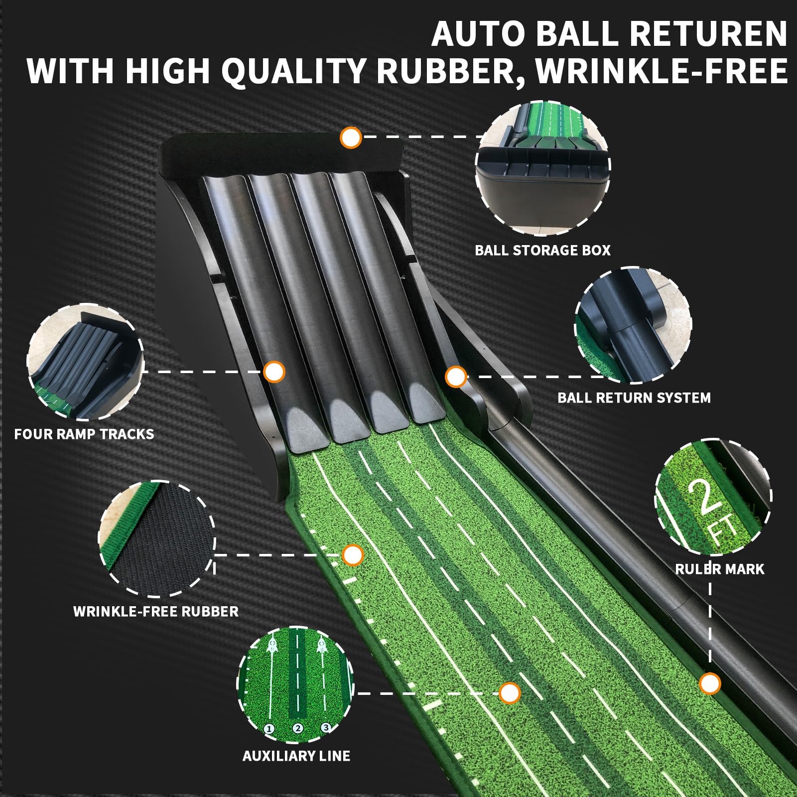 KOFULL Alfombrilla de Golf para Interiores con diseño de balancín de Bola de Golf, Juego de práctica para el hogar, Oficina, Interior y Exterior