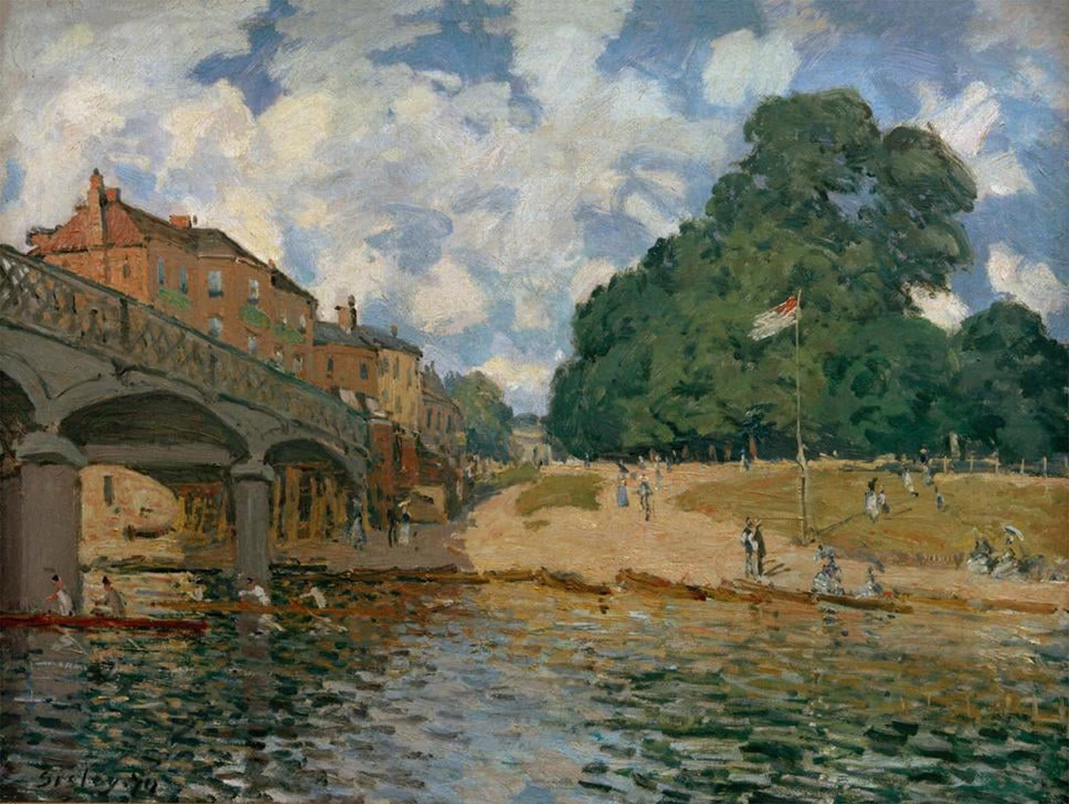 WYKUJMYTO Classic Canvas Picture Printing Canvas Art Wall Art Picture Bridge At Hampton Court by Alfred Sisle Artwork on Wall for Home Decor 60x90cm