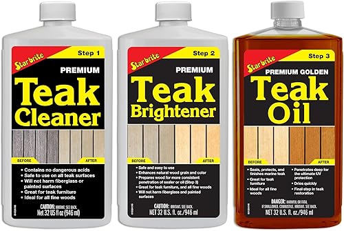 STAR BRITE Kit de teca restauración de cubiertas patio muebles de exterior barcos y madera fina juego de limpiador e iluminador de teca de grado