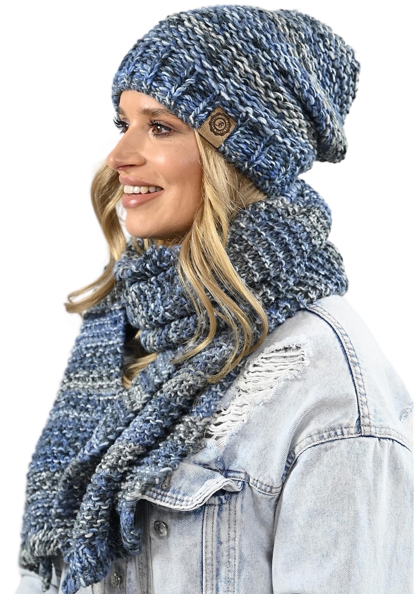 Alur Mütze Damen Beanie mit Schal Set Wintermütze Strickmütze - Warme Elastisch Elegant Winter Mütze Schal Eko - Weiches Garn Stilvoll Universell Warm
