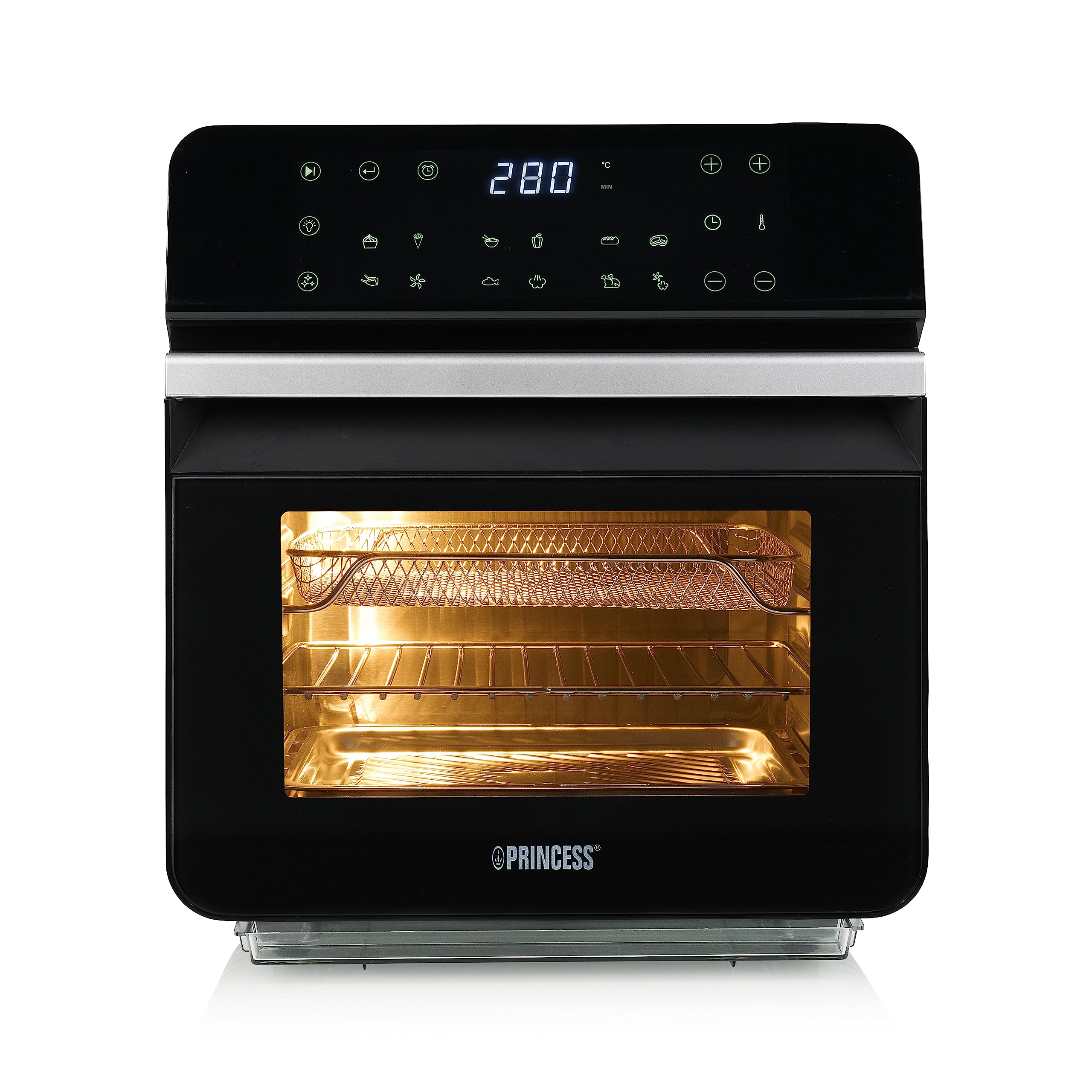 Princess Mini Piekarnik Airfryer I Cyfrowa Parownica 182085-3-W1-10 L - 900 G Frytek -Funkcja Czyszczenia Parowego