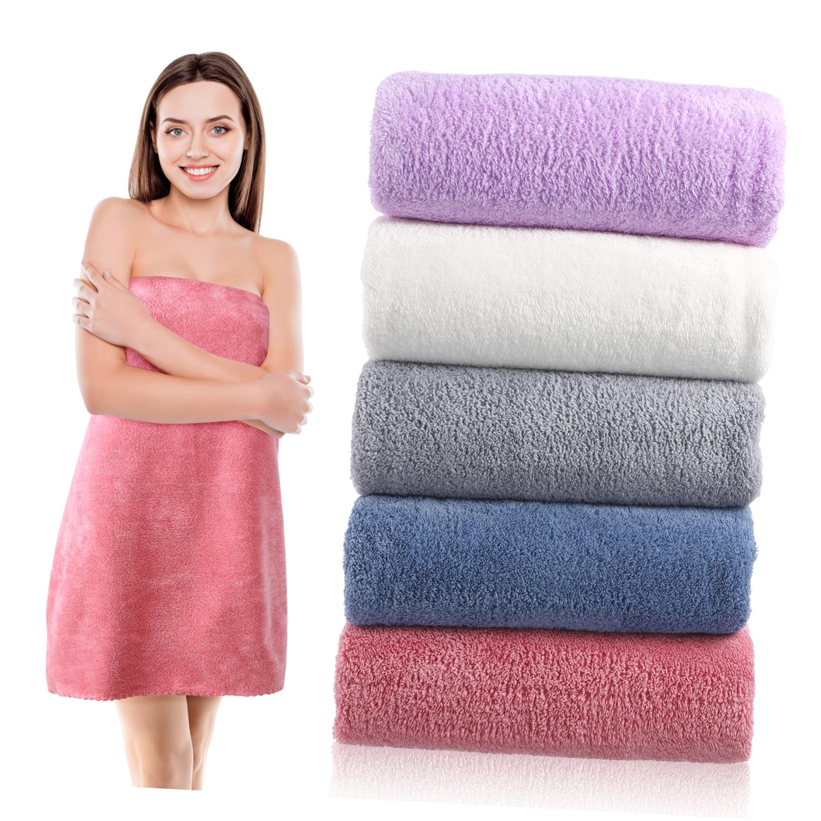Toalla de Baño de Microfibra 5 Piezas, Suave y Absorbente