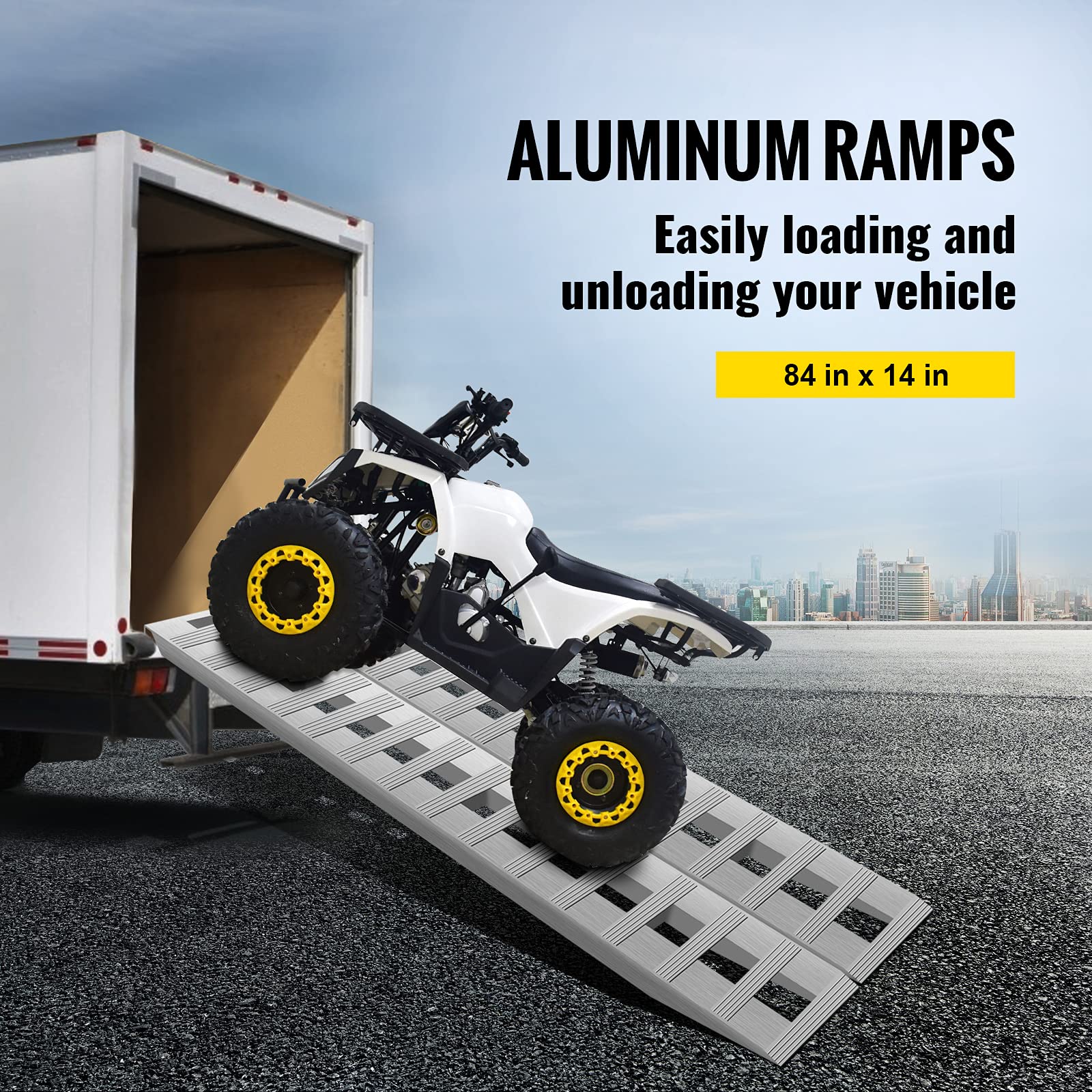 VEVOR Rampas de Aluminio de 84 x 14 Pulgadas con Capacidad de 6000 Libras rampas de Remolque para Camiones ATV, 1 par, 2 rampas