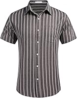 Vista 2 de COOFANDY Men's Linen Shirts Casual Button Down Short Sleeve Summer Beach Shirt Hawaiian Vacation Shirts