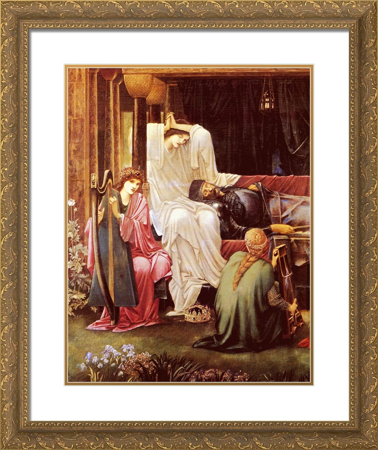 ArtDirect Burne-Jones, Edward 20x24 Gold Ornate Framed Art Print with Double Matting Titled: The Last Sleep of Arthur in Avalon