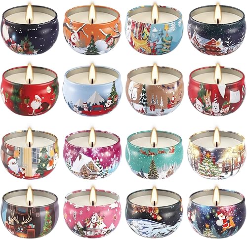 Miniatura 7 de Paquete de 16 velas perfumadas de pintura, juego de regalo de velas de aromaterapia de fragancia fuerte, velas de cera de soja natural, regalos para