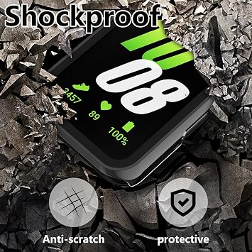 4-Pack Protective Case Compatible with Galaxy Fit 3, HD Hard PC Tempered Glass Screen Protector Bumper, Clear, Black, Pink, Beige