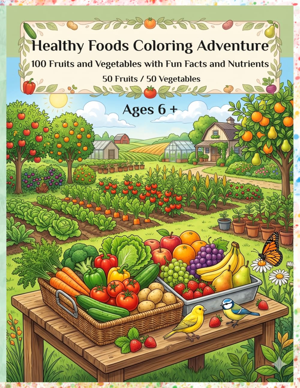 Healthy Foods Coloring Adventure: 100 fruits and Vegetables with fun Facts and Nutrients (50 Fruits / 50 Vagetables)