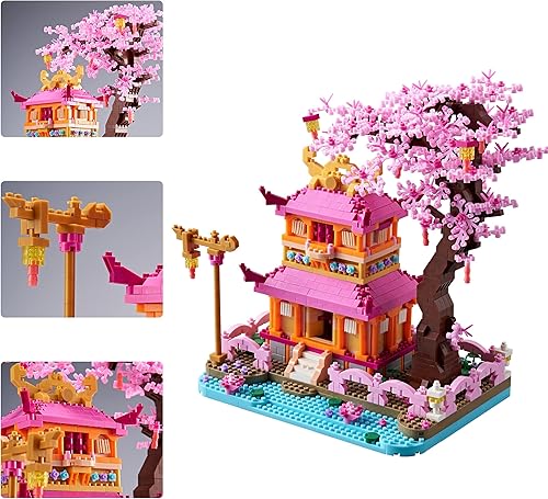 Miniatura 5 de Sakura Tree House - Juego de micro bloques de construcción para mujeres adultas, casa de árbol de cerezo japonés, regalo ideal para niñas a partir