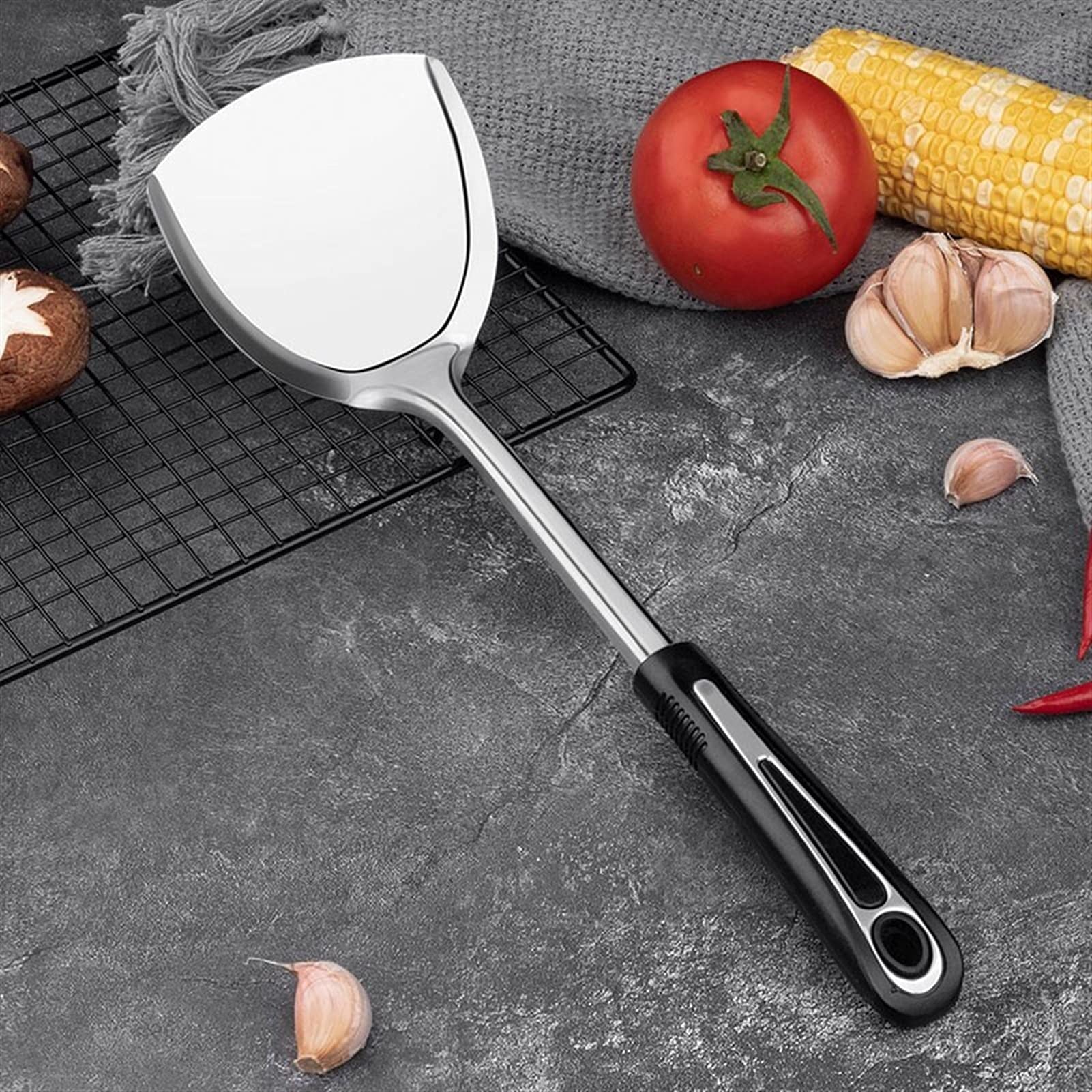 Espátula Espátula for Wok de 1 Pieza - Espátula for Wok de Acero Inoxidable con Mango ergonómico de fácil Agarre - Herramientas for Wok for cocinar freír Espátula for cocinar