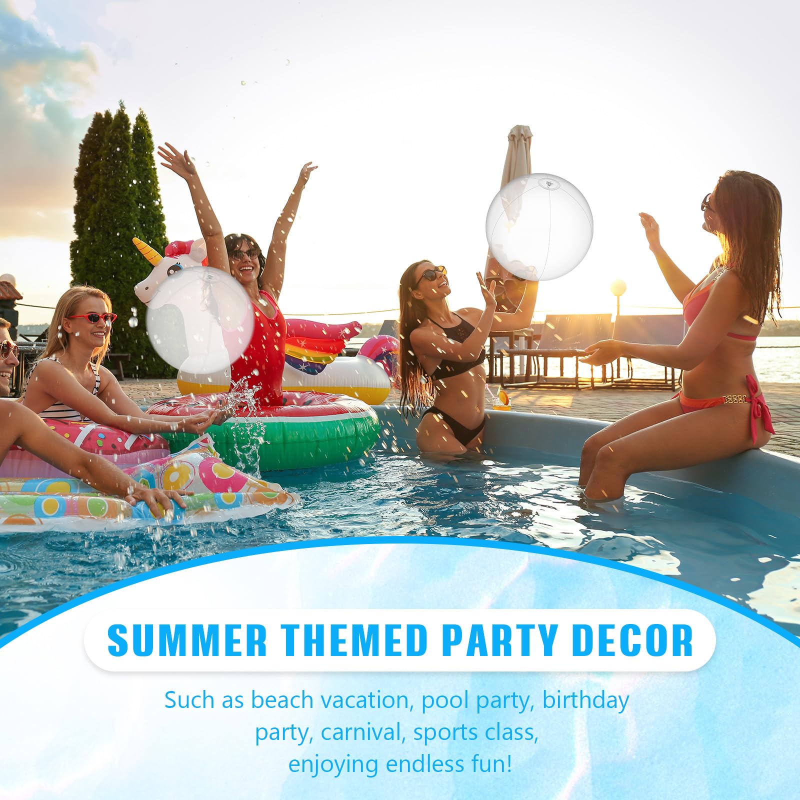 LOT Of 12 Large Beach Balls - 20 Inch Party Pool Carnival Beachball Assortment 2 thumbnail image