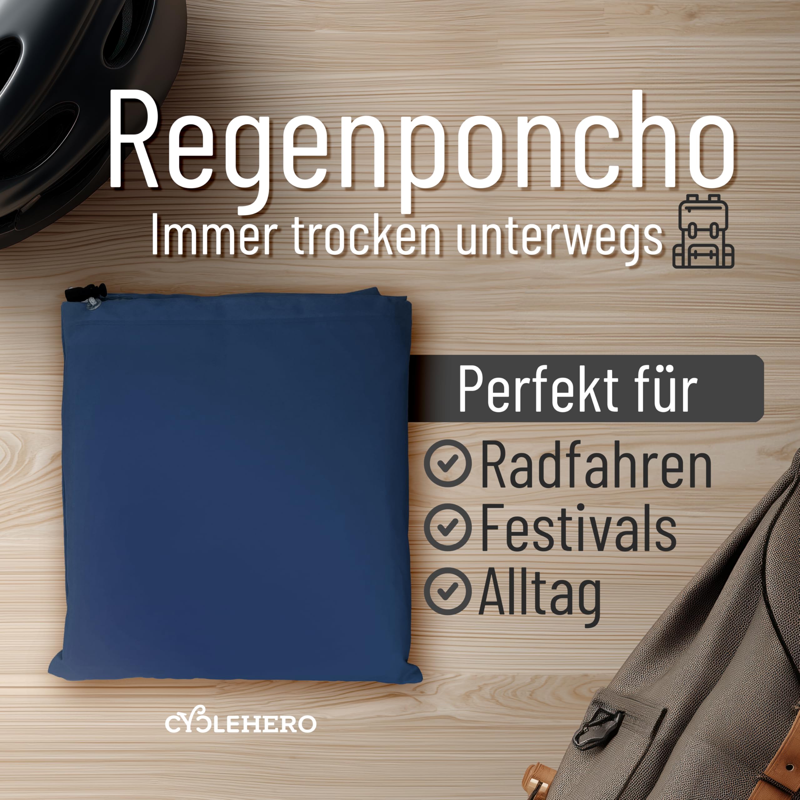 Regenponcho Fahrrad extra wasserdicht und robust - TEST SEHR GUT - Premium Regencape Fahrrad mit Reflektoren, Sichtfenster - Regenbekleidung als Regenponcho Herren und Damen - Regenjacke