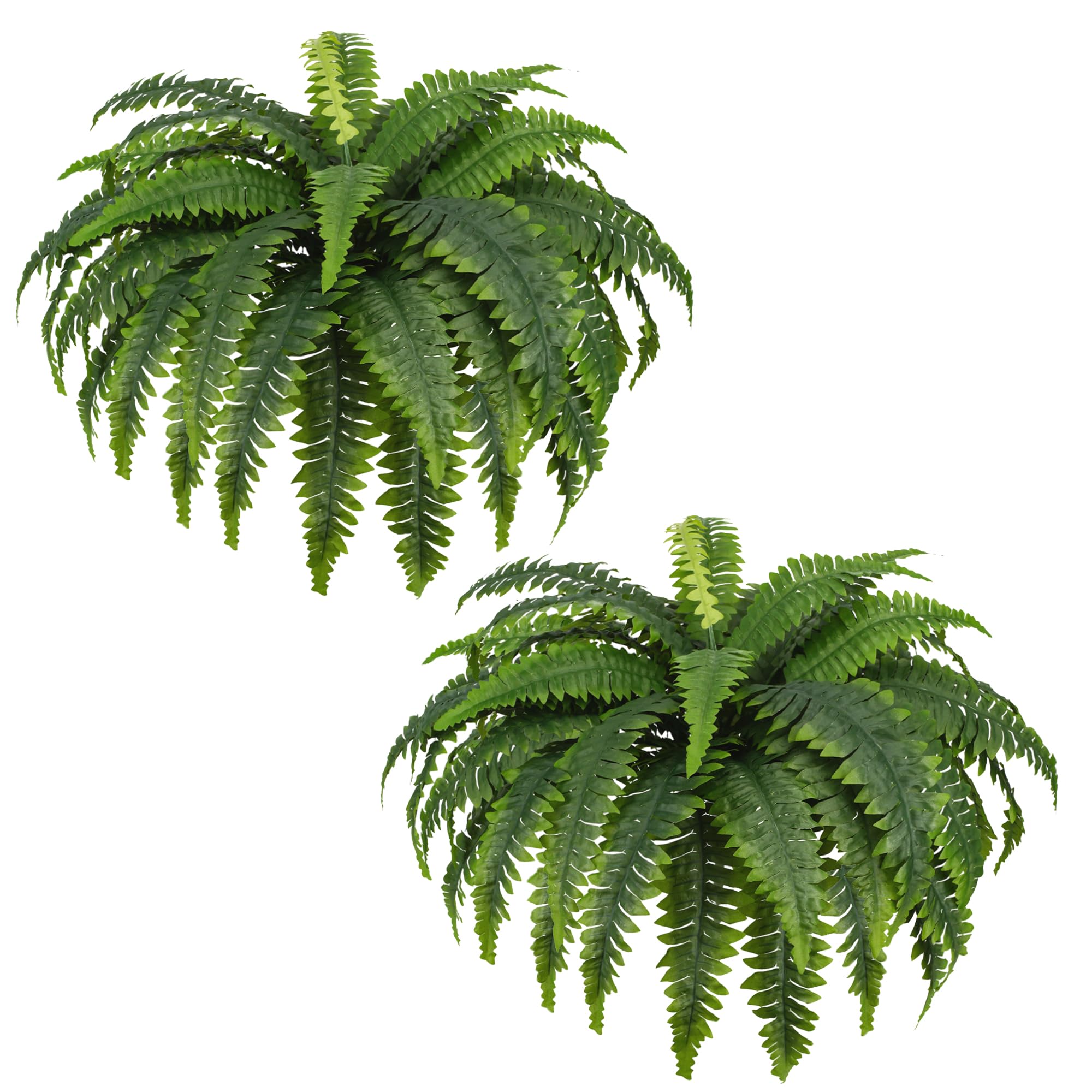 Fake Ferns - Set of 2 Faux Boston Ferns Large Artificial Plants, 40 Leaves per Bouquet, 35 Inches Large Artificial Ferns for Outdoors/Indoor Home, Office, Garden Decoration