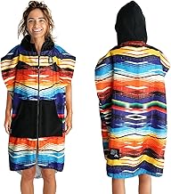 Pilotfish Surf Poncho Changing Robe Towel - Hooded, Zippered Towel Poncho for Beach, Surfing, Swimming | 2 Front Pockets, Machine Washable, (Serape, Medium)