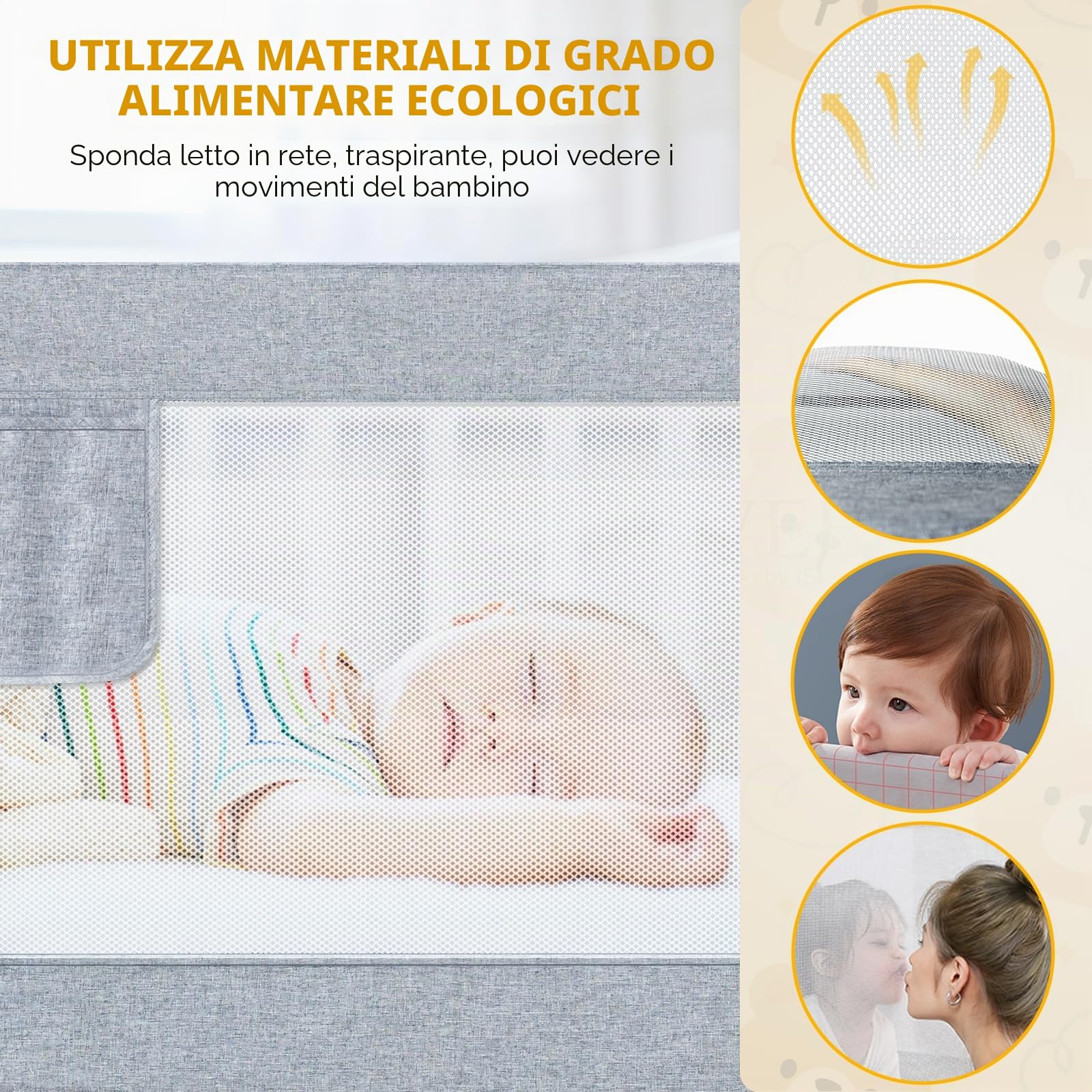 Sponde Letto Bambini，Barriera Letto Bambini，Sponda di Sicurezza per Bambini con Doppio Blocco di Sicurezza per Bambini, Altezza Regolabile，protezione da caduta，1PCS(Grigio) 180cm