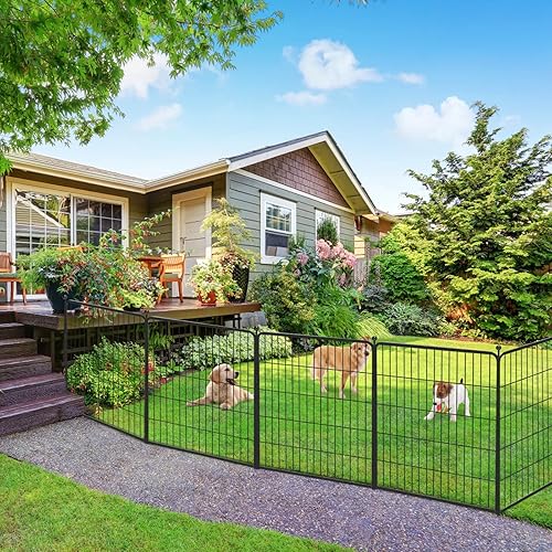 Vista 17 de Corralito para perros de 32 pulgadas, 16 paneles, para interiores y exteriores, para perros medianos y pequeños, valla de metal resistente