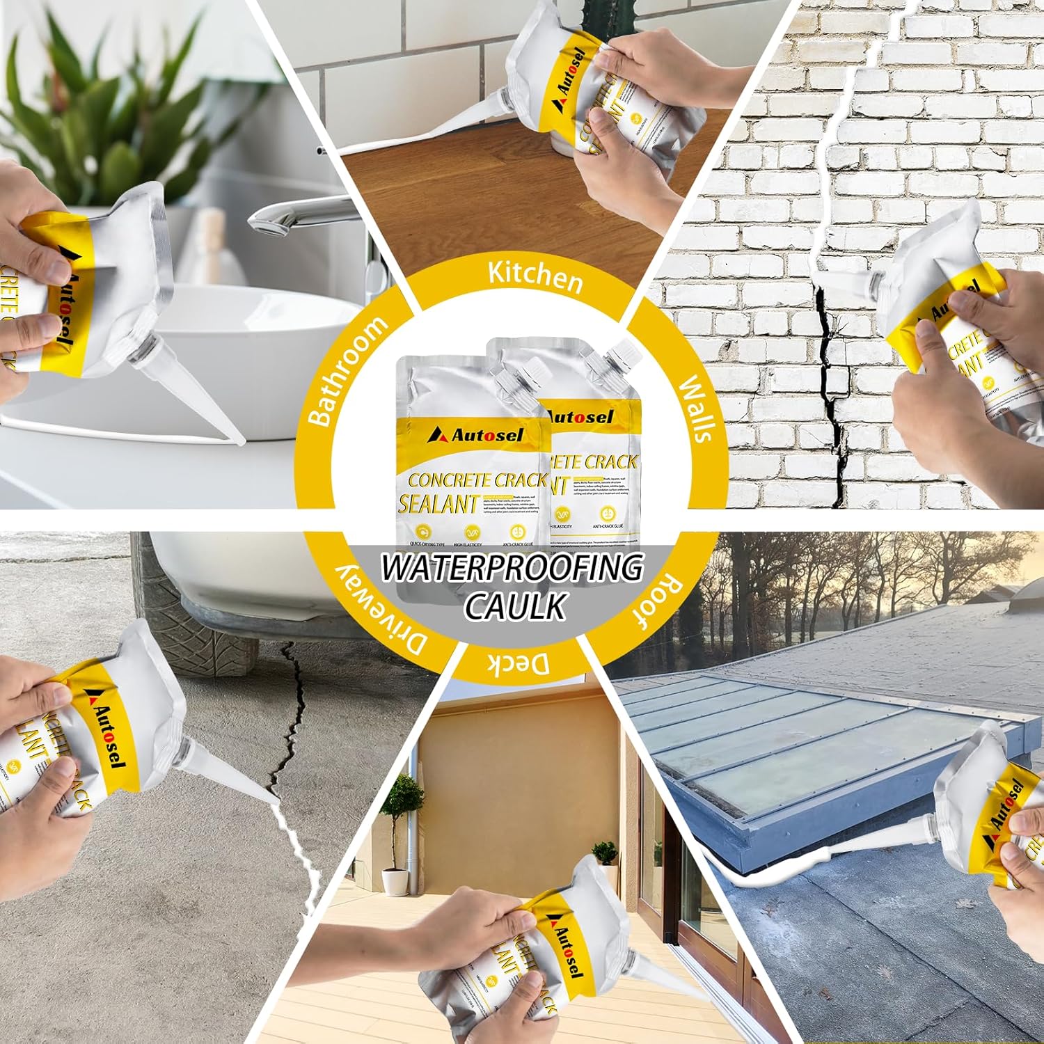 Cement Crack Filler, Concrete Crack Filler, Fast-Drying Driveway Crack Filler, Self-Leveling Caulking Sealan Effectively Repairs Cracks in Driveways, Sidewalks, and Window Sills -4 Pack, White