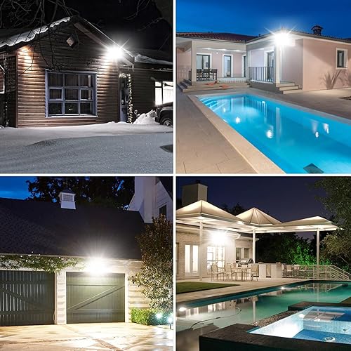 Miniatura 6 de Luces de seguridad de 50 W del anochecer al amanecer al aire libre, reflector LED inteligente de 7000 lúmenes, control por aplicación, blanco 2700