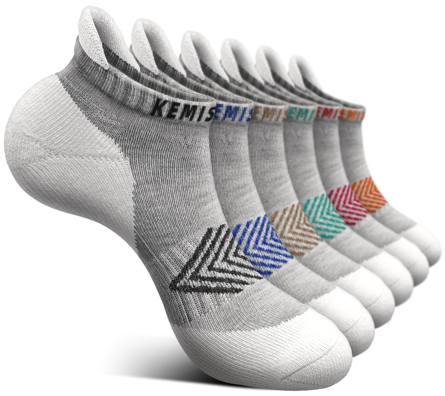BULLIANT Women Cushioned Running Ankle Socks Anti-Slip Y-Heel No Show 6Pack