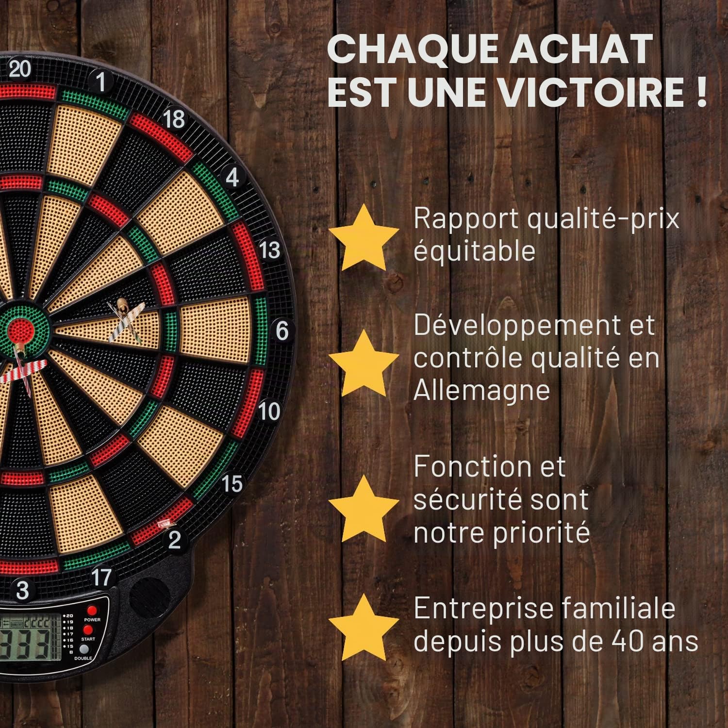 Best Sporting Oxford Evolution I Cible de Fléchettes Électronique avec Armoire Aspect Noyer, 27 Jeux & 159 Variantes, jusqu'à 16 Joueurs, 12 Fléchettes et Pointes de Rechange Incluses