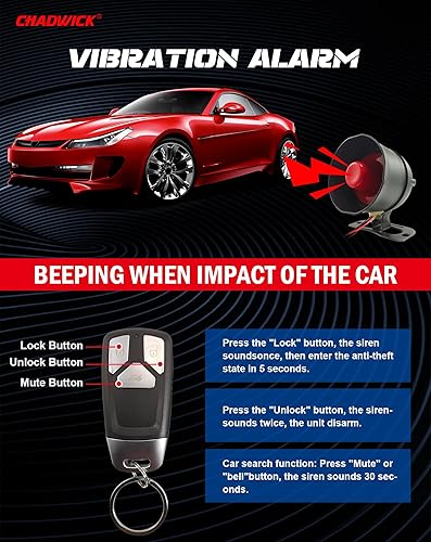 Miniatura 10 de Alarma de sirena de bocina de coche para coche de 12 V CC, sistema de protección de seguridad de alarma de coche universal con 2 controles remotos,