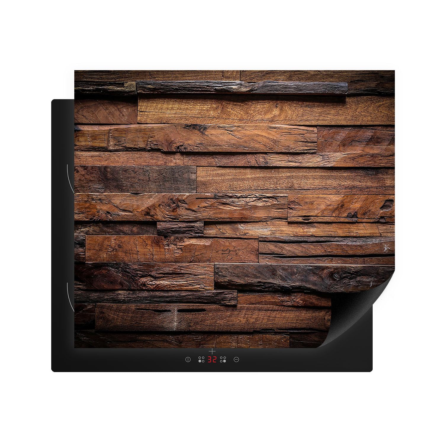 Placa protectora de plástico para placa de inducción, cubierta de vitrocerámica, madera, marrón, 60 x 52 cm, cubierta para vitrocerámica, antideslizante, protección para placa de inducción