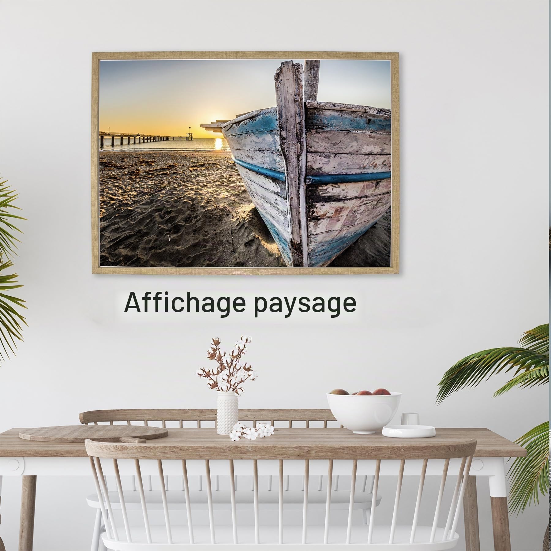 Lot de 3 cadres photo A1 (59,4 x 84,1 cm) avec passe-partout A2 (41 x 58,4 cm) sans acide, cadre effet bois avec passe-partout A2 pour accrocher au mur