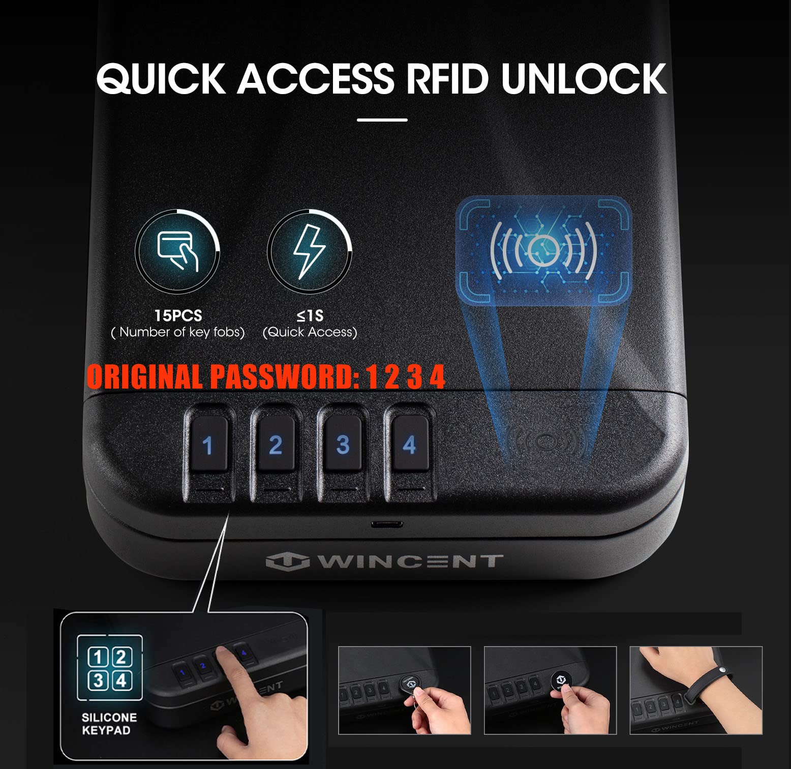 Buy WINCENT Elite Smart Gun Safe Portable Pistol Safe with