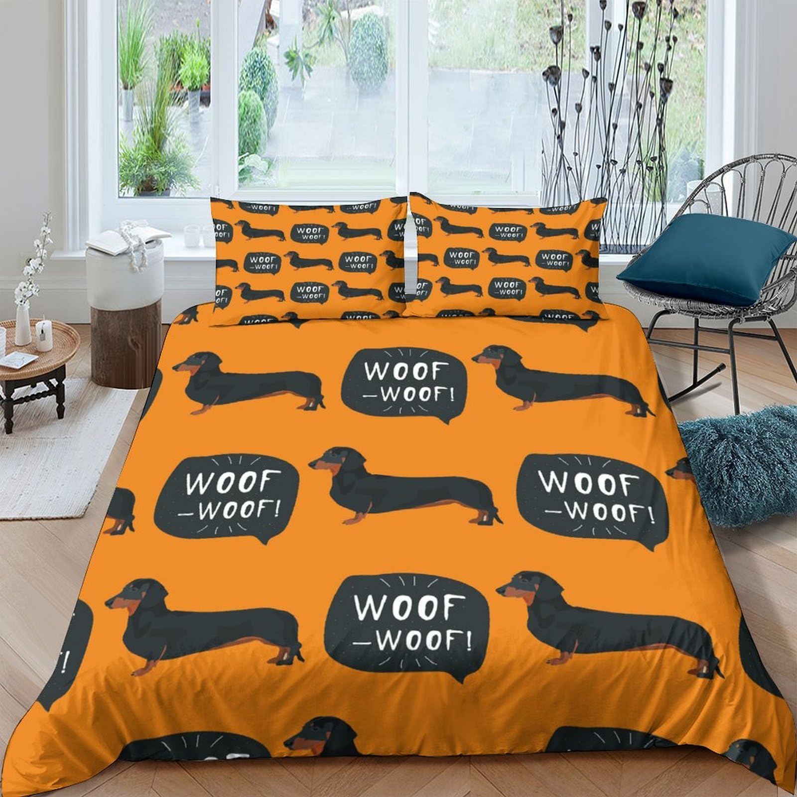 Ctjqhvkz Style-10 3D Printed Dachshund Dog Fitted Sheet Microfiber Orange Cartoon Mattress Cover For Bedroom Dorm Protection Decor Single（135X200cm）