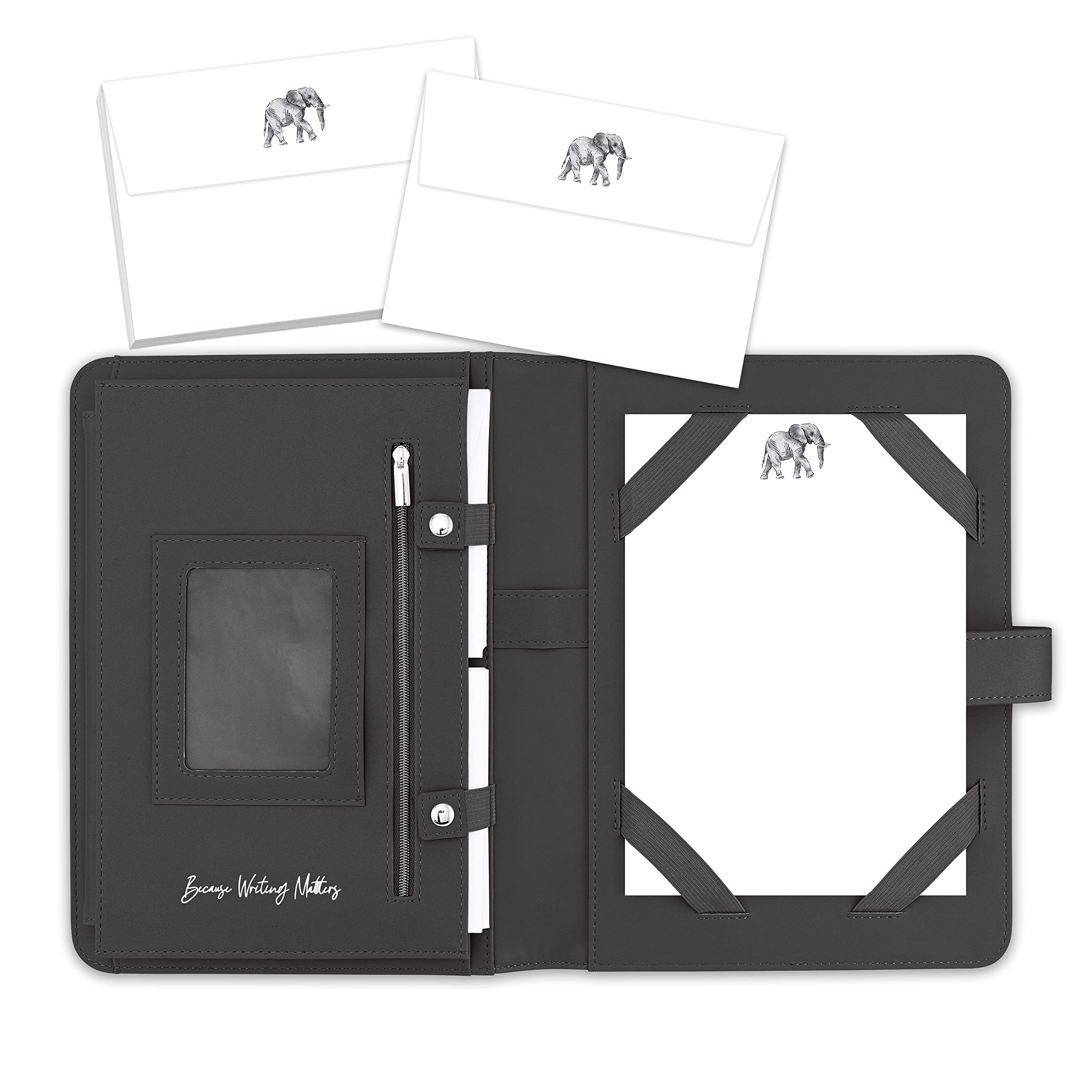 Me Loovely Elephant Letter Writing Paper and Envelopes Set A5 Size Animal Writing Papers Stationery Supplies for Invitation Love Letter & Gift (20 Letters & 20 Envelopes with Black Organiser) โ image 1