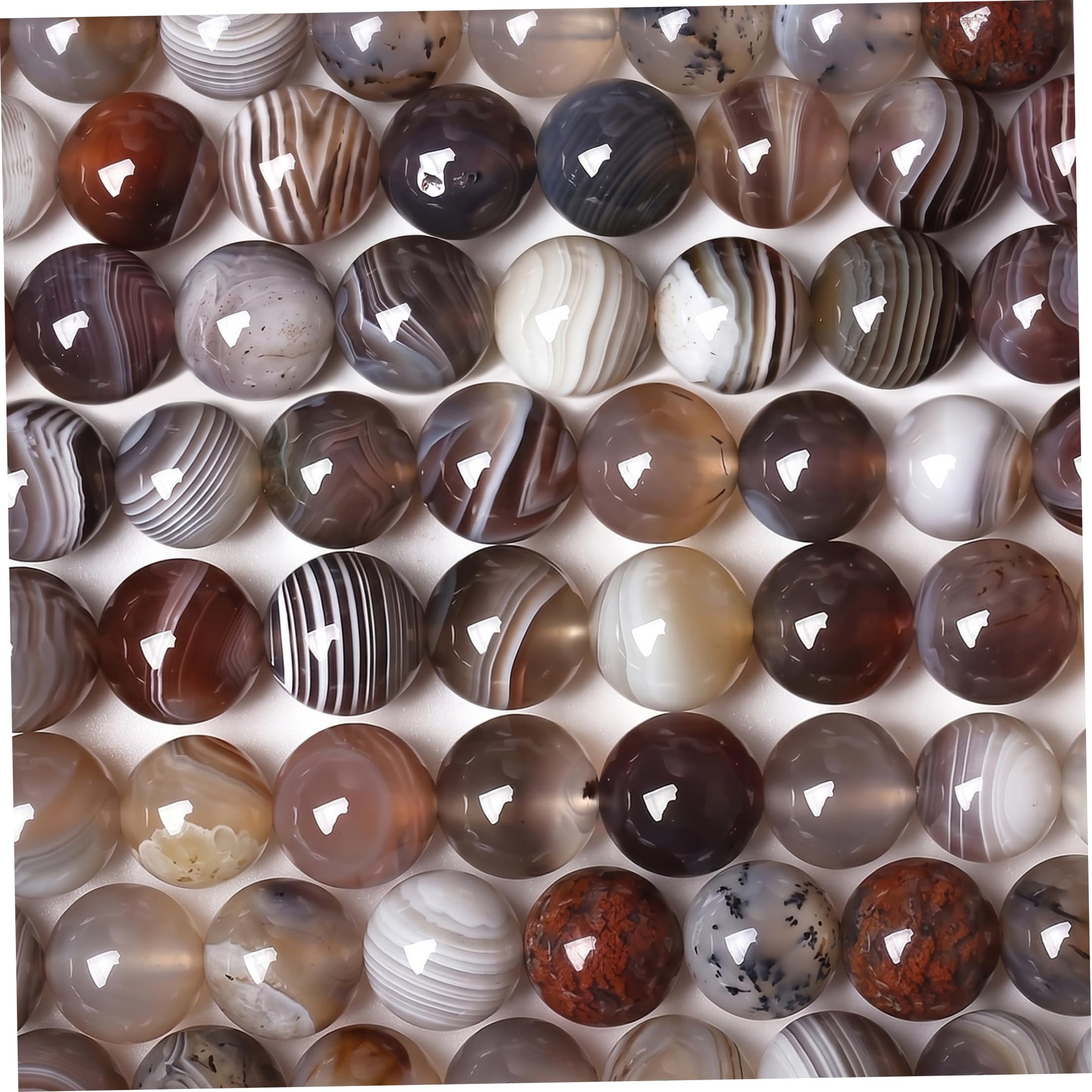 Lcarege Agate Beads, 1 Pack Round 8mm Beads, Banded Loose Natural Stone Bead For Diy Jewelry Making