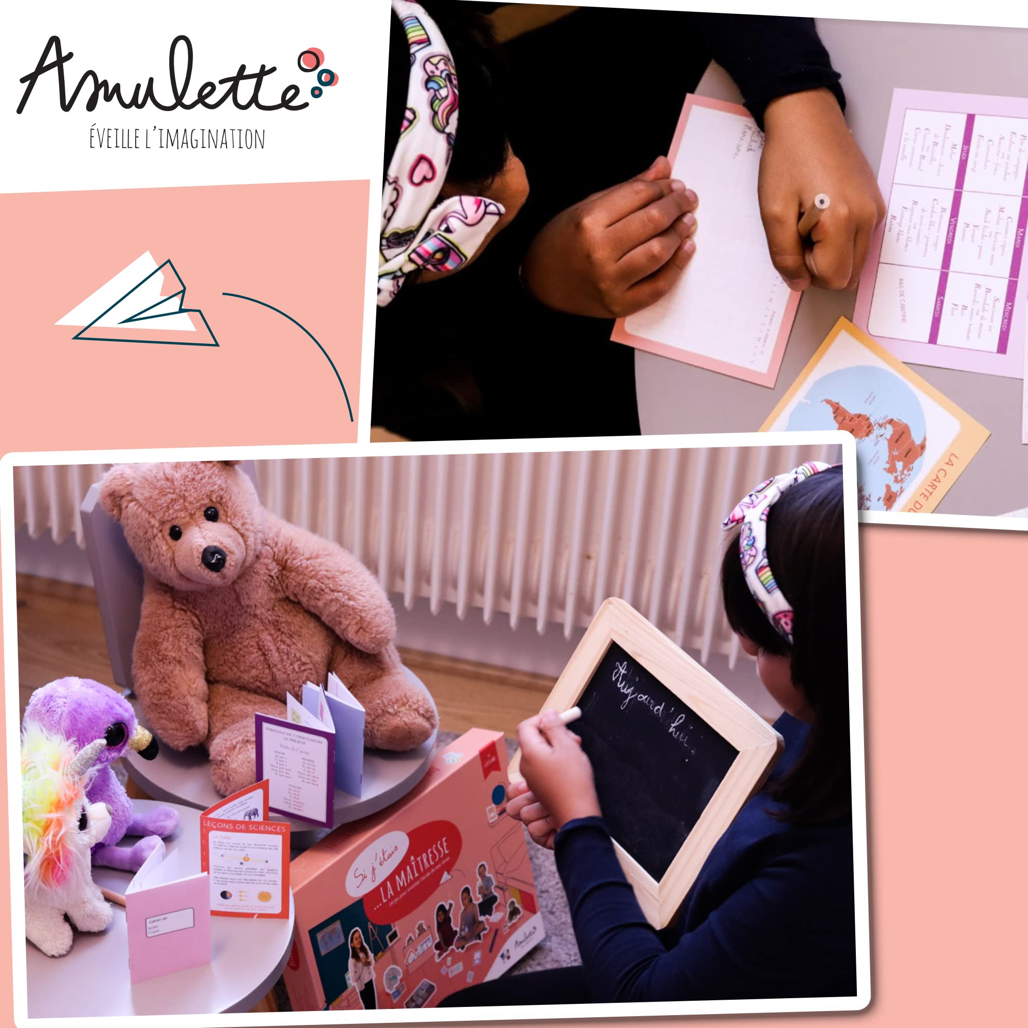 Amulette - Coffret Si J’étais la Maîtresse - Jeu Éducatif 6 à 10 Ans - 80+ Accessoires pour Jouer à la Maîtresse d’École Primaire - Jouet Cadeau Enfant Fille Garçon Métier - Fabriqué en France - GCMA