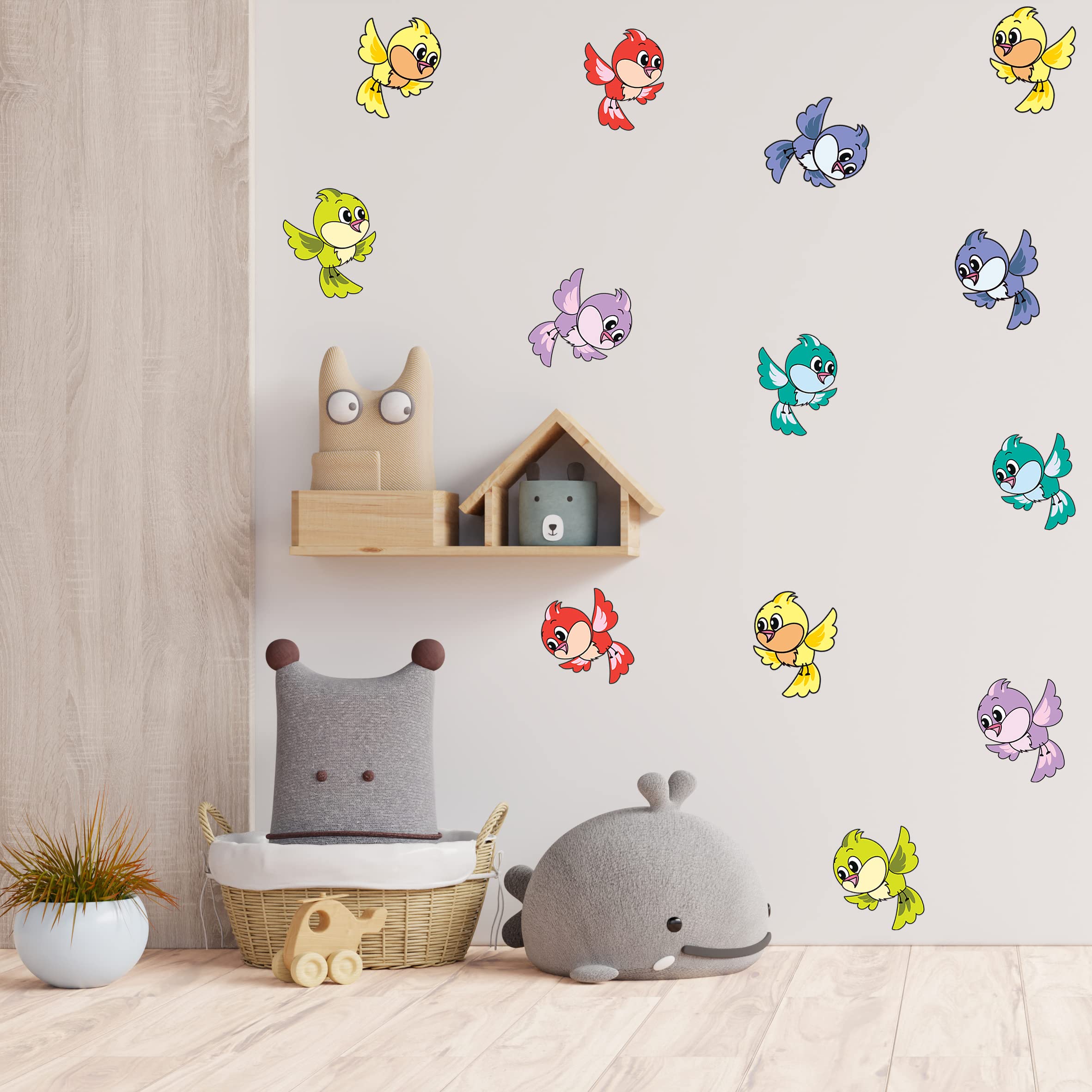 Alkemi Decor DIY Removable Peel and Stick Wall Sticker for Home décor. Happy Birds Decal, 2X (21 Cmx 29.7 cm, Multicolour)