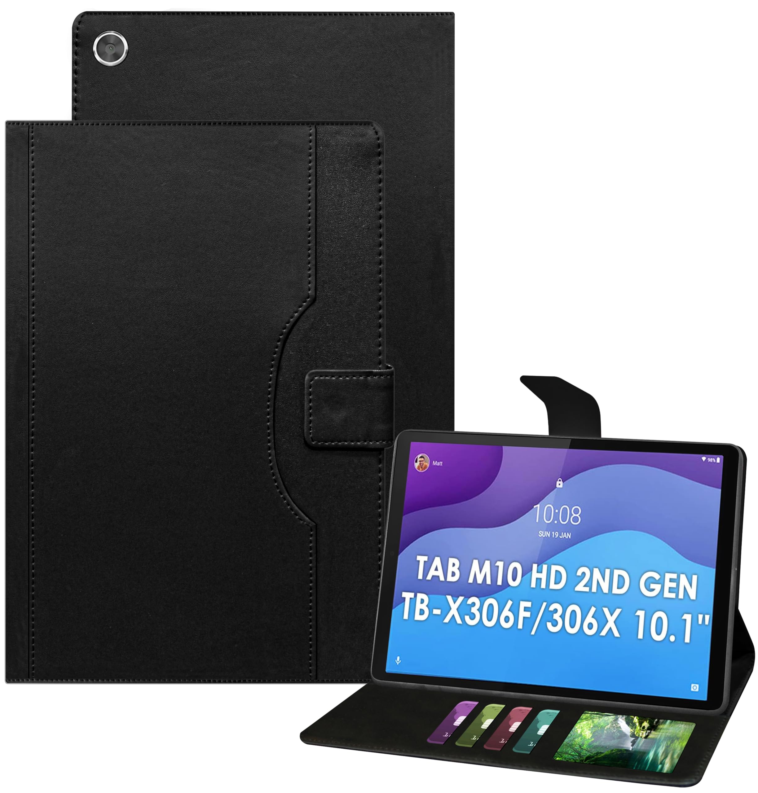 TGK Wallet Leather Flip Case Cover for Lenovo Tab M10 HD 2nd Gen TB-X306X / Smart Tab M10 HD 2nd Gen TB-X306F (Black) (B09PNM7G37) Amazon Price History, Amazon Price Tracker