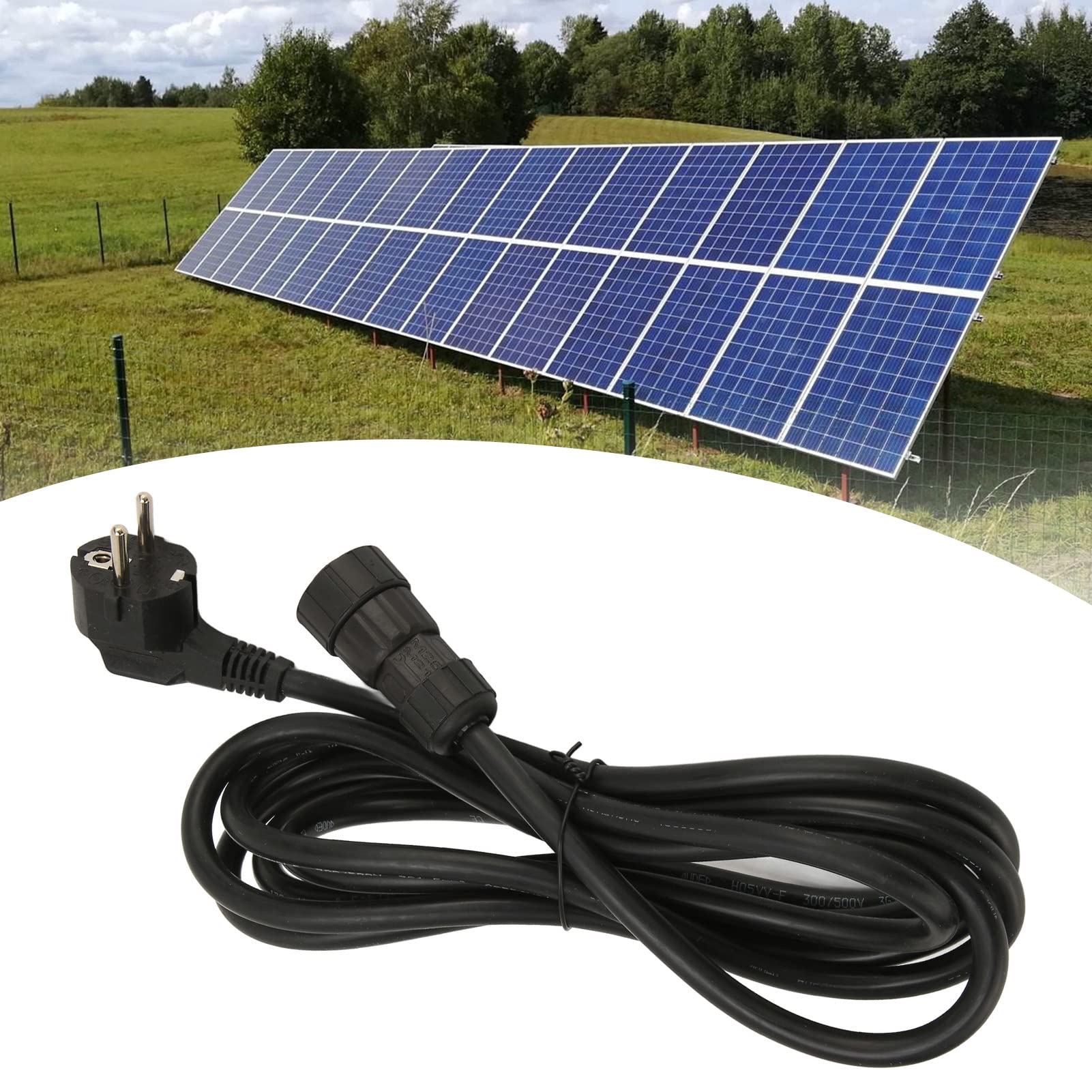Câble AC Solaire 10ft – Pour Onduleurs WVC 600 à 1600, 3x1,5 Mm², Cuivre/PVC, Résistant Aux Intempéries – Énergie Photovoltaïque