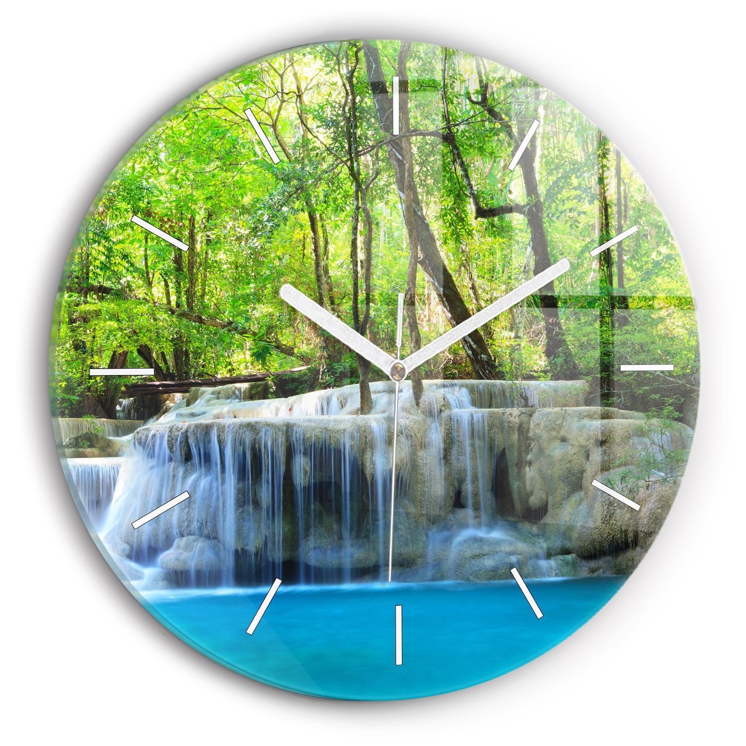 Horloge en Verre Cascade pour salon moderne Wallfluent