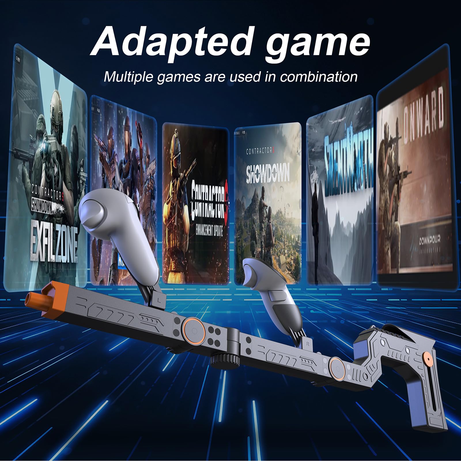 LICHIFIT VR Modelo de ametralladora Soporte de controlador de liberación rápida para Meta Quest 3S / Quest 3 VR Juego de disparos Ángulo de mango Soporte de soporte de culata magnética ajustable